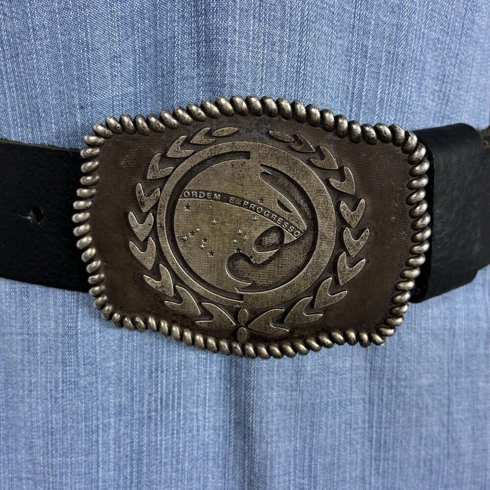 New Renzo Gracie Buckle on leather belt Sz 38 black unisex New No tags